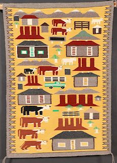 3 SOUTHWEST NAVAJO “PICTORIAL” HANDWOVEN RUGS