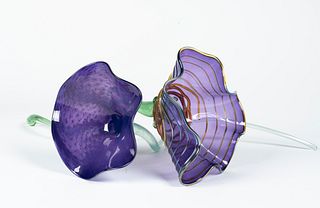 Blown and Applied Glass Flower Form Sculptures