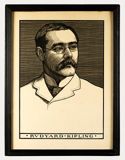 Rudyard Kipling Woodcut Engraving