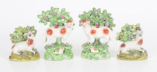 Four Staffordshire Pearlware Bocage Sheep