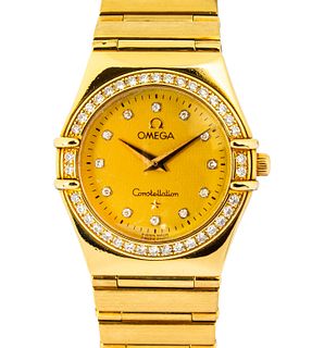Omega, Constellation,  Ref. 895.1201, 18K Gold and Diamonds Lady's Wristwatch, 1993