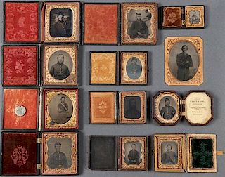 A GROUP OF 12 CASED CIVIL WAR SOLDIER PHOTOGRAPHI