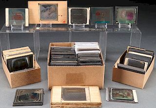 A COLLECTION OF MAGIC LANTERN GLASS SLIDES