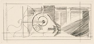Marcel Duchamp (French, 1887-1968) Etching on Wove Paper, 1947, the Coffee Mill, H 7.25" W 3.25"