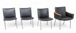 Hans J. Wegner (Danish, 1914-2007) Leather Upholstered Airport Lounge Chairs, 8 pcs