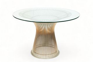 Warren Platner for Knoll International (American) Nickel Plated Steel & Glass 'Platner' Dining Table, H 27.75" Dia. 42"
