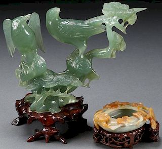 A CHINESE CARVED HARDSTONE AND JADEITE GROUP