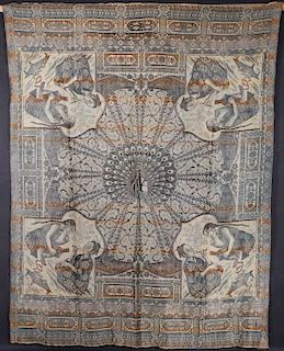 A CHINNOSERIE TAPESTRY WOVEN SILK COVERLET