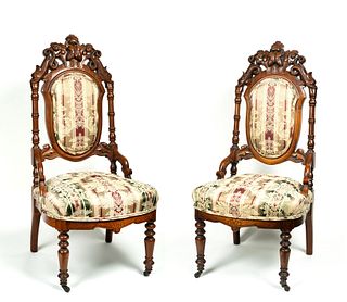 A Fine Pair of Victorian Rococo Side Chairs