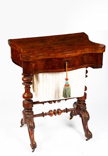 A Victorian Burled Wood Sow Belly Games Table