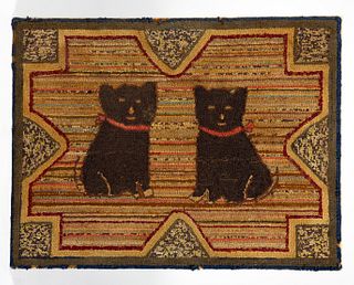 A Scotty Dog Antique Hooked Rug
