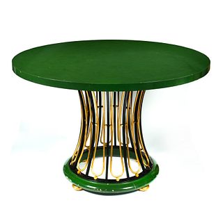 A Baker Furniture Green and Gold Hollywood Regency Table