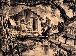 Antique Charcoal Drawing, Attributed to C.F. Pierce, late 19th Century