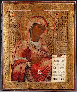 A LARGER RUSSIAN ICON OF THE MOTHER OF GOD
