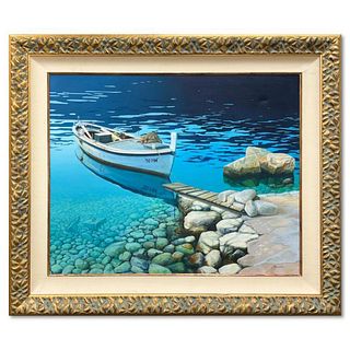 Zoran Karmelic, "Adriatic Coast" Framed Original Oil Painting on Canvas, Hand Signed with Letter of Authenticity.