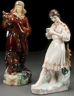 A PAIR OF RUSSIAN SOVIET GLAZED FIGURES