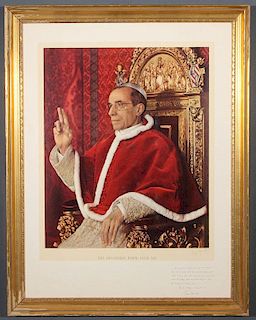 AN ENLARGED COLOR PRINTED IMAGE OF POPE PIUS XII