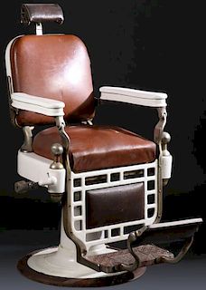 A GOOD KOCHS PORCELAIN AND NICKLE BARBERS CHAIR