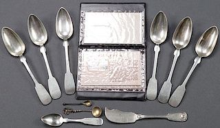 A SILVER FLATWARE GROUP, 19TH CENTURY