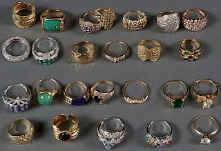 25 14KT GOLD RINGS, ALL CONTEMPORARY