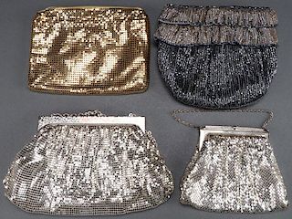 FOUR LADIES MESH AND BEADED BAGS, MID 20TH C.