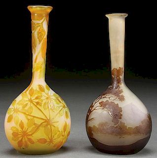 A PAIR OF GALLE FRENCH CAMEO ART GLASS VASES