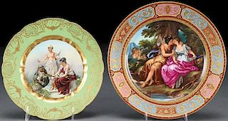 2 GERMAN HAND PAINTED SCENIC PLATES