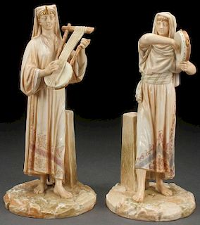 PAIR ROYAL WORCESTER EGYPTIAN STYLE FIGURES