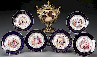 SEVEN PIECES OF ROYAL VIENNA STYLE PORCELAIN