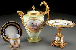3 FRENCH SCENIC PORCELAIN GROUP