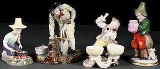 A GROUP OF FOUR DRESDEN PORCELAIN FIGURES, 20TH C