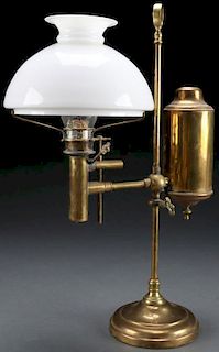 A BRASS STUDENTS OIL LAMP, 19TH CENTURY