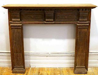 Carved Oak Fireplace Mantel