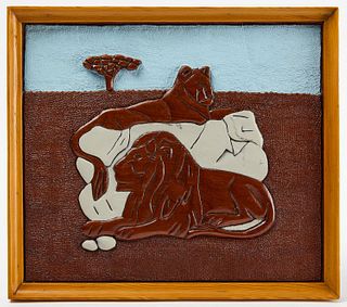 A. E. Santoro - Carved Lion Plaque