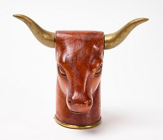 Carved Bull's Head Sculpture