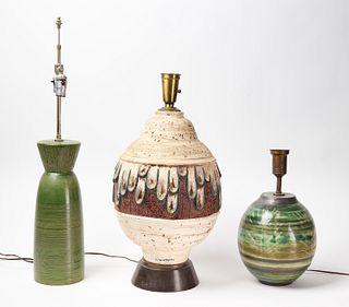Three Mid Century Modern Studio Pottery Lamps