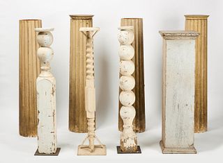 Eight Painted Architectural Wood Columns