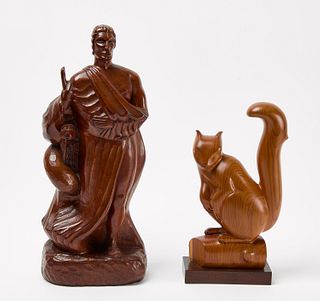 Carved figures of a Man with Serpent and Squirrel