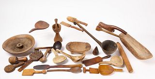 27 Pieces of Antique Wooden Ware