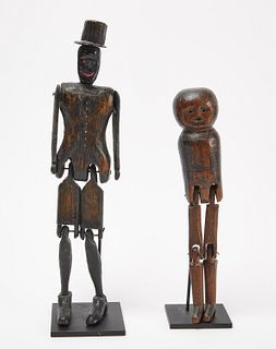 Two Carved Folk Art Jointed Figures