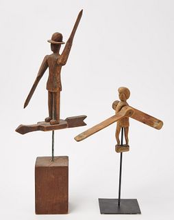 Two Carved Whirligig Figures