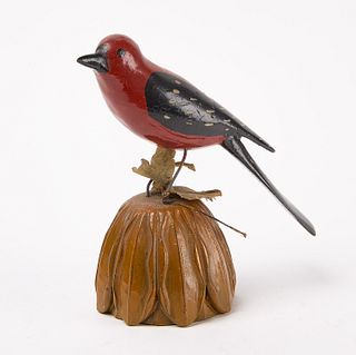 Folk Art Carved Song Bird