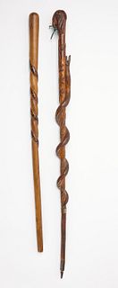 Two Carved Walking Sticks