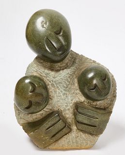 Stone Sculpture with Faces