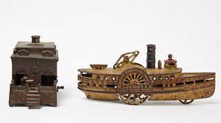 Iron Steamboat Toy and Four Banks