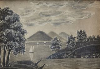 Sandpaper Painting - Hudson River Scene