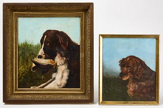 Two Folk Art Dog Portraits