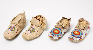 Two Pairs of Native Beaded Moccasins