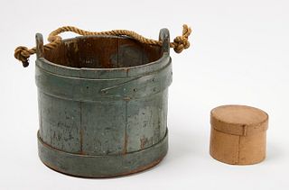 Blue Bucket with Rope Handle and Pantry Box