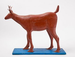 Large Carved and Painted Folk Art Deer